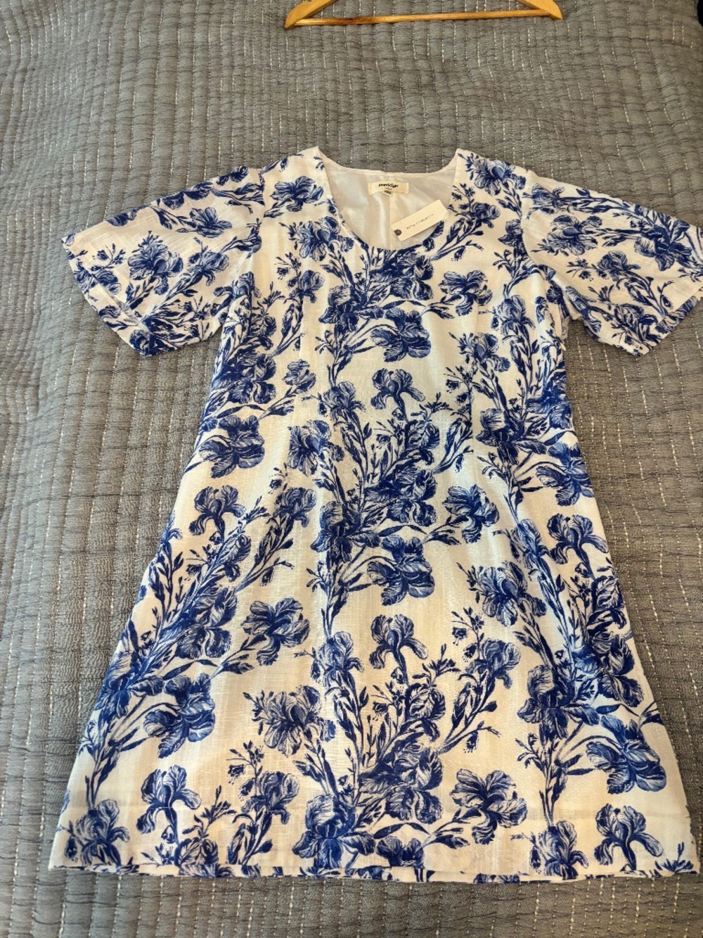 Blue/White Floral Porridge Dress (L)